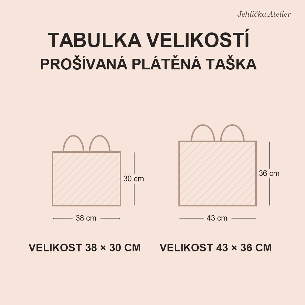 Tabulka velikostí plátěné tašky